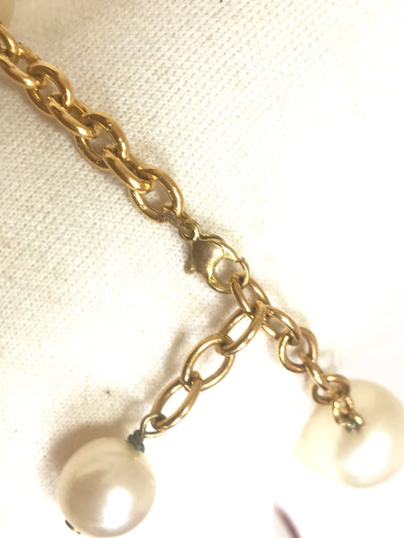 Chanel Vintage Chain Necklace With Open Heart And Cc Mark Top