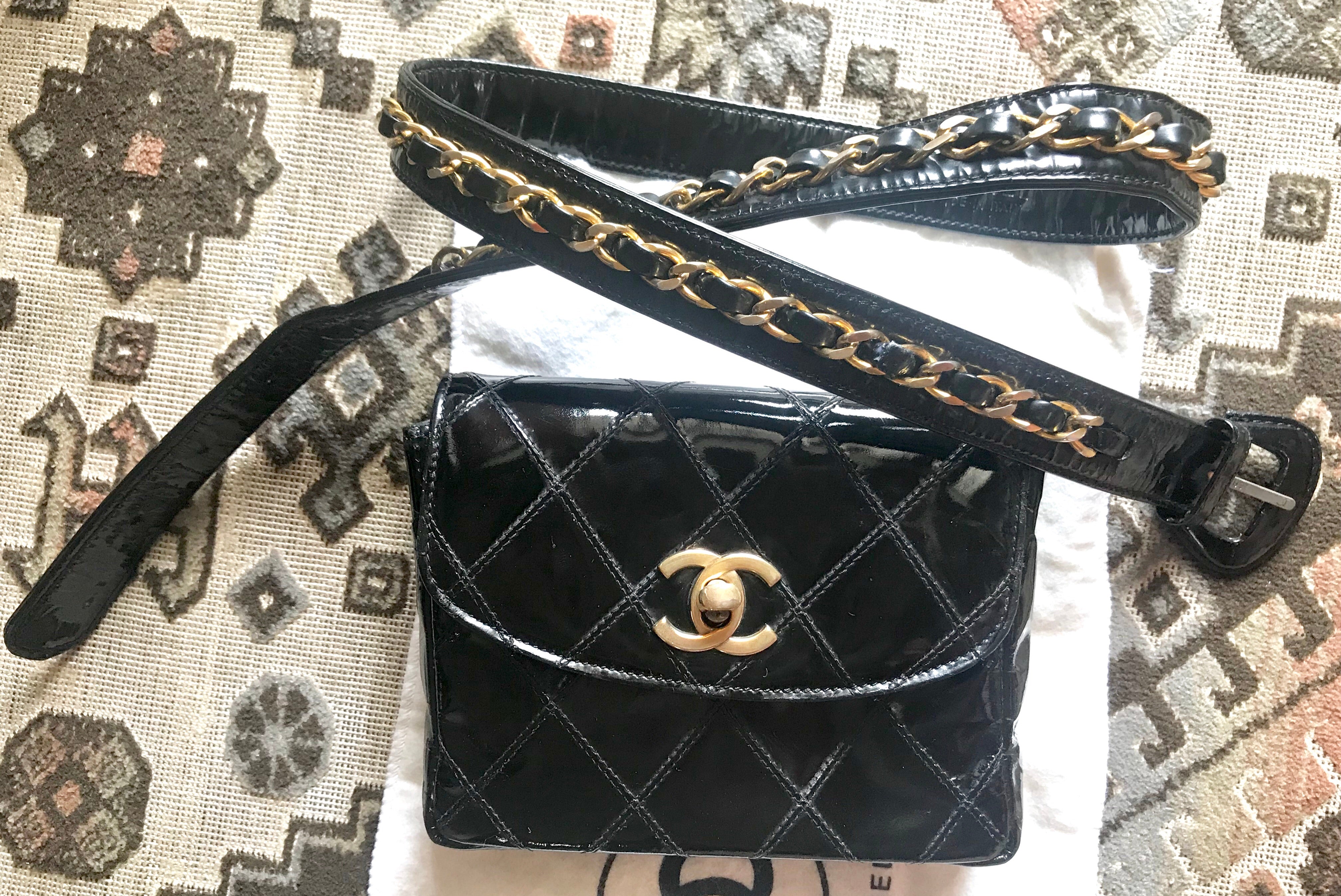 90s vintage chanel bag black