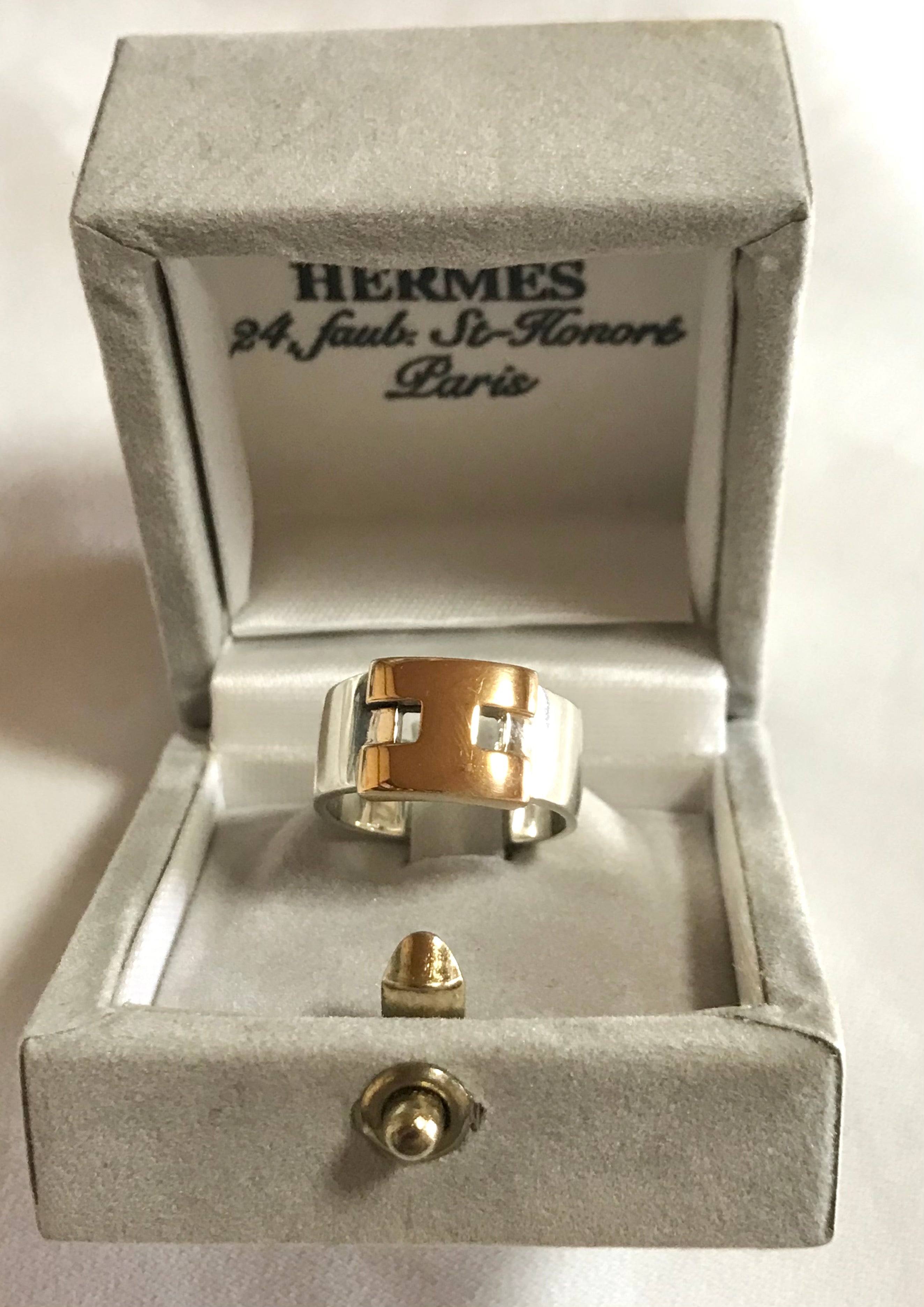 Hermes 18K Rose Gold Diamond Ever Herakles Ring Wedding Band
