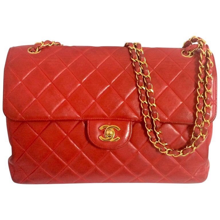 Chanel Small Statement flap bag Red Lambskin GHW