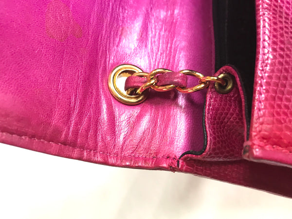 Vintage CHANEL hot pink genuine lizard leather envelop style flap shou – eNdApPi  ***where you can find your favorite designer vintages..authentic,  affordable, and lovable.