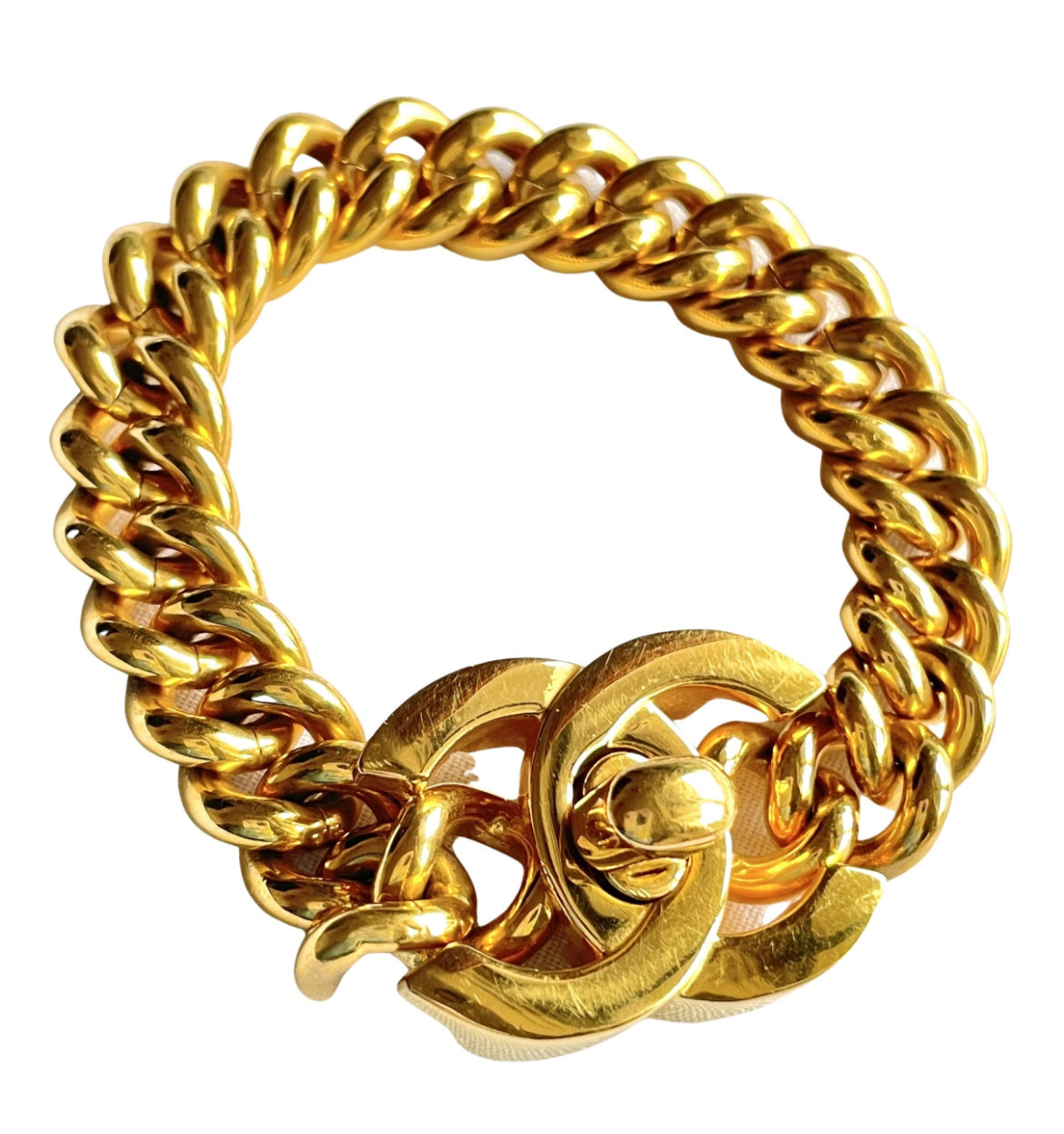 Vintage Chanel turn lock CC chain bracelet. Must have 90s jewelry