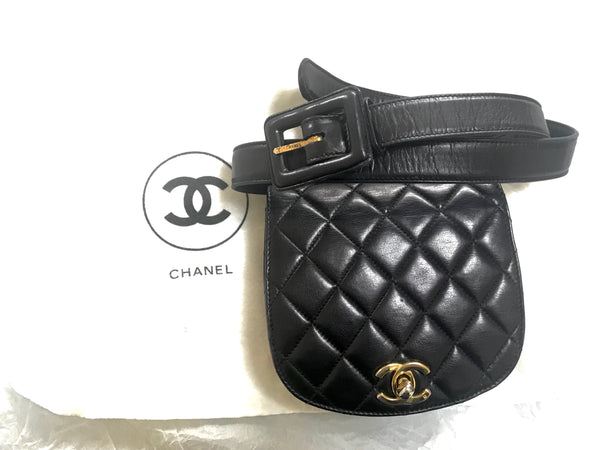Chanel Metallic Grey Leather Fanny Pack Waist Bag Chanel