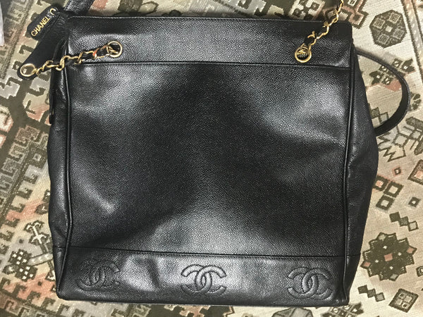 Vintage CHANEL black caviarskin chain large tote bag, shoulder purse w – eNdApPi  ***where you can find your favorite designer vintages..authentic,  affordable, and lovable.