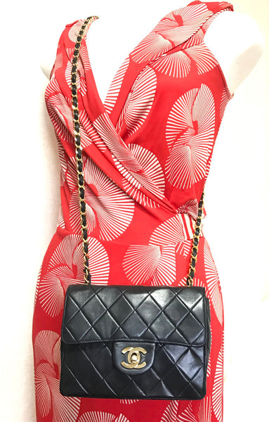 Chanel Classic Double Flap 9 Chain Shoulder Bag Black Lambskin K10