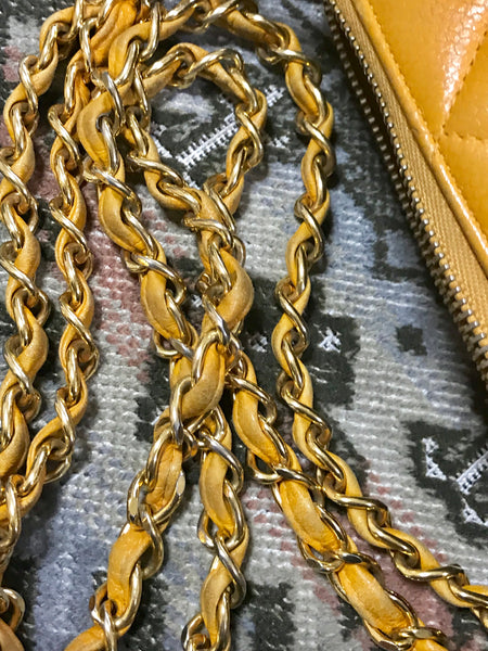 Vintage Chanel yellow caviar leather chain shoulder bag with CC stitch –  eNdApPi ***where you can find your favorite designer  vintages..authentic, affordable, and lovable.