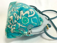 Vintage Emilio Pucci blue velvet fabric hand-made kiss lock pouch, clutch bag with shoulder strap.