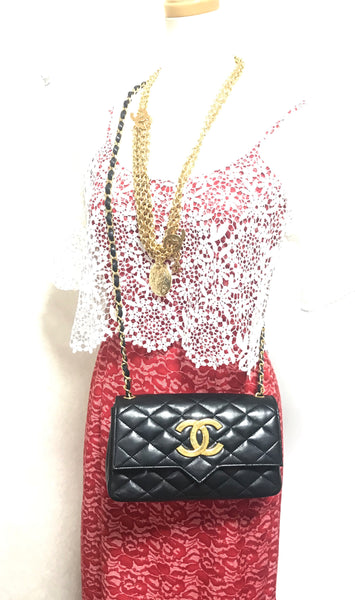 CHANEL, Bags, Authentic Chanel Cc Classic Flap Micro Bag Pouch Purse  Black Lambskin