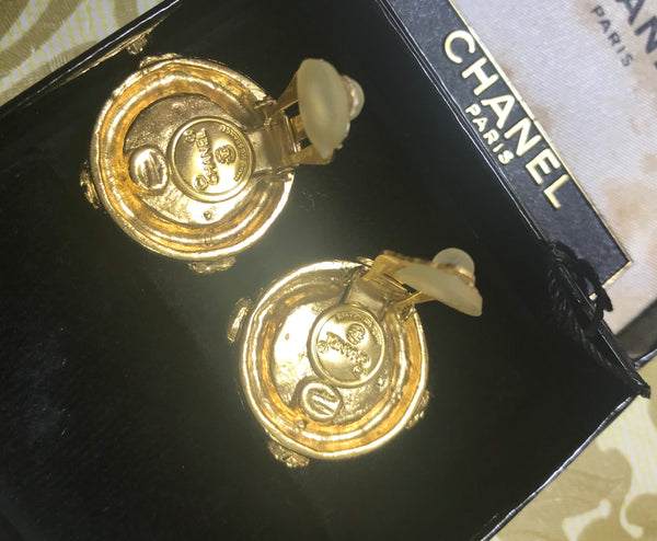 Chanel Vintage Gold Toned Coco Perfume Bottle Clip-On Earrings