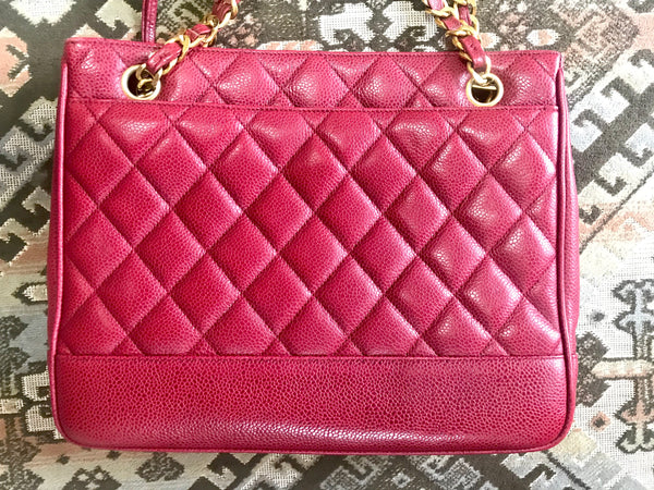 Vintage CHANEL cherry red caviar leather quilted shoulder bag, tote wi –  eNdApPi ***where you can find your favorite designer  vintages..authentic, affordable, and lovable.