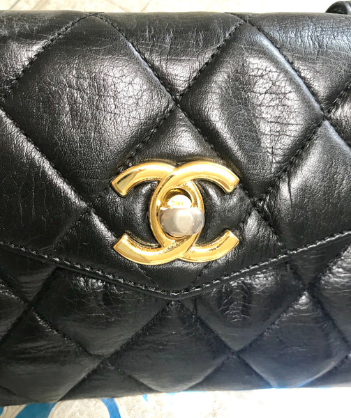 Vintage CHANEL black lambskin hip bag, fanny pack with logo bar golden –  eNdApPi ***where you can find your favorite designer vintages..authentic,  affordable, and lovable.