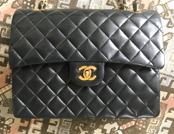 Vintage CHANEL black lambskin 2.55 classic jumbo, large shoulder bag w – eNdApPi  ***where you can find your favorite designer vintages..authentic,  affordable, and lovable.