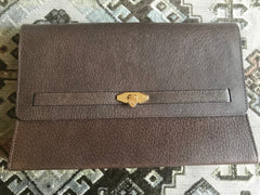 Vintage Valentino Garavani kelly bag style pigskin leather brown clutch purse, document bag. Classic vintage piece for unisex use.