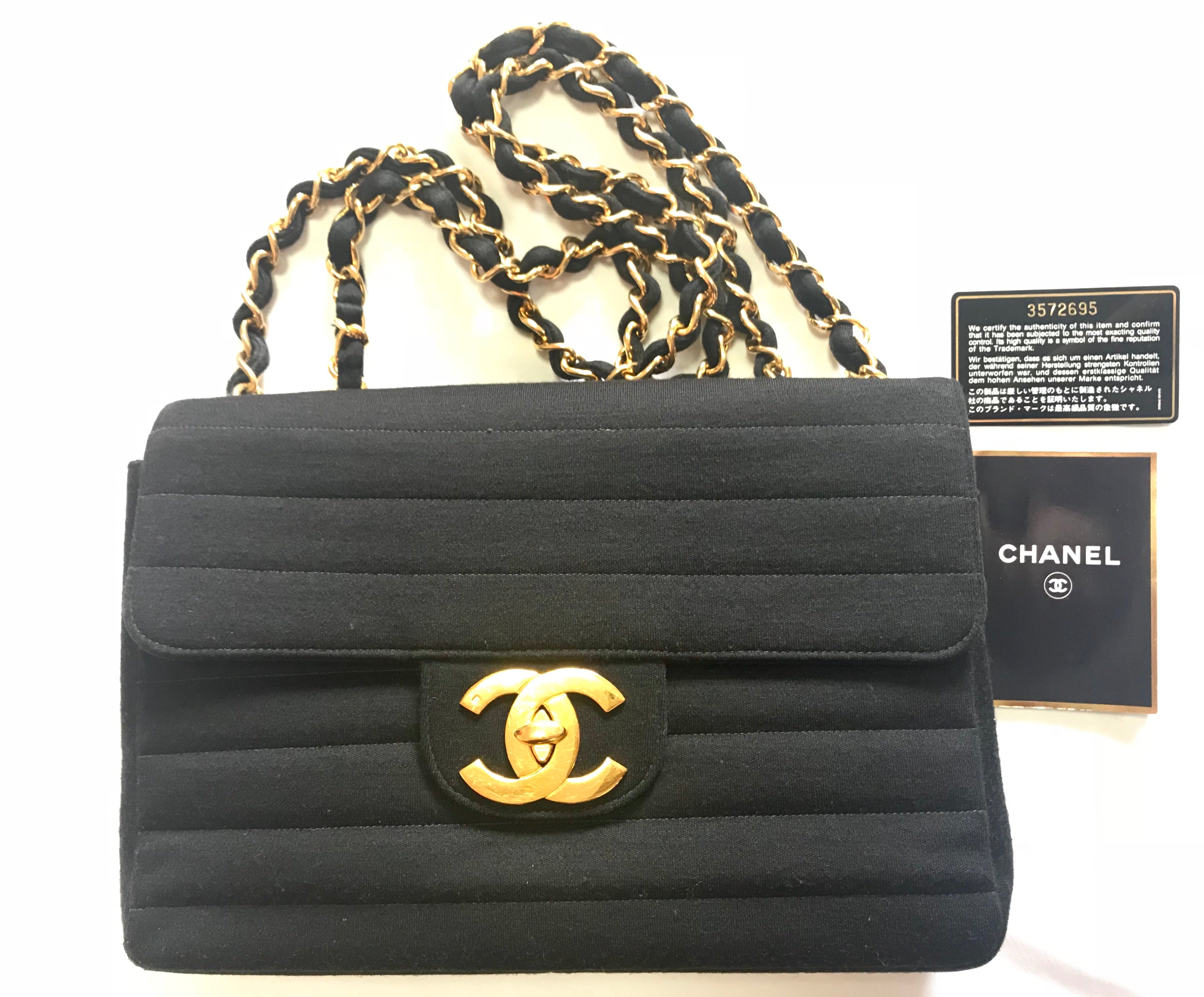 Vintage CHANEL black jersey 2.55 classic jumbo, large chain, large sho –  eNdApPi ***where you can find your favorite designer  vintages..authentic, affordable, and lovable.