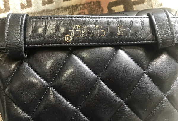 Winn. 1980s. Vintage CHANEL black lamb leather belt bag, waist bag