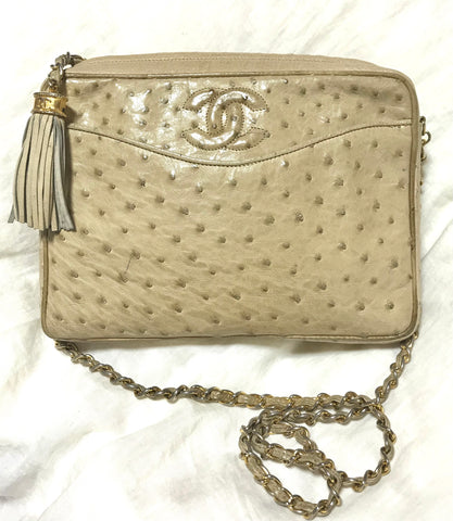 Only 855.00 usd for Chanel Vintage White Ostrich Camera Bag Online at the  Shop