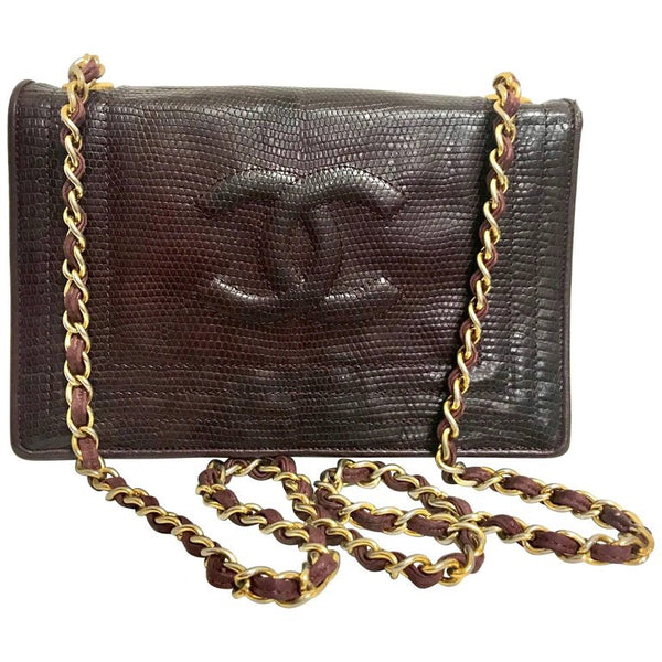 Vintage CHANEL genuine dark wine brown lizard leather chain shoulder b – eNdApPi  ***where you can find your favorite designer vintages..authentic,  affordable, and lovable.
