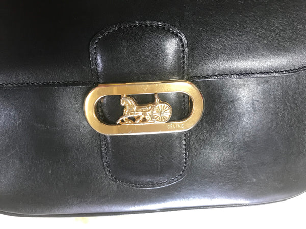Vintage Celine black leather shoulder bag with golden logo and carriag – eNdApPi  ***where you can find your favorite designer vintages..authentic,  affordable, and lovable.
