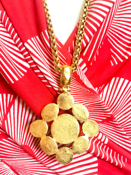 CHANEL coco mark circle GP line stone necklace gold ref.219942