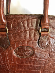Vintage Mulberry croc embossed leather birkin mini doctor's bag style handbag. Classic masterpiece back in the old era of Roger Saul.