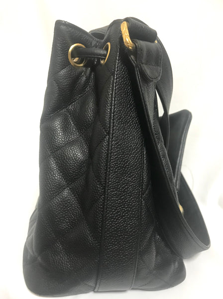 Vintage CHANEL black quilted caviar leather hobo bucket shoulder bag w –  eNdApPi ***where you can find your favorite designer  vintages..authentic, affordable, and lovable.