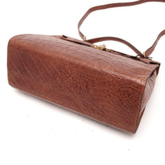 Vintage Mulberry croc embossed leather Kelly bag with shoulder strap. Roger Saul era. Rare masterpiece. 050201rl