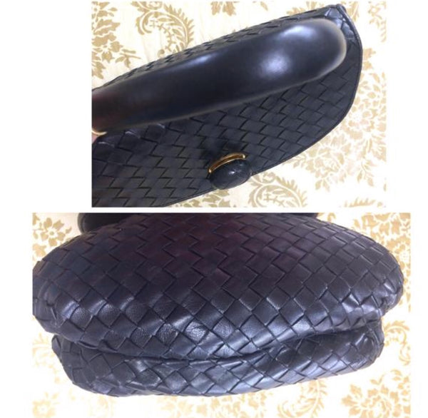 Vintage Bottega Veneta black intrecciato, woven lambskin handbag with –  eNdApPi ***where you can find your favorite designer  vintages..authentic, affordable, and lovable.