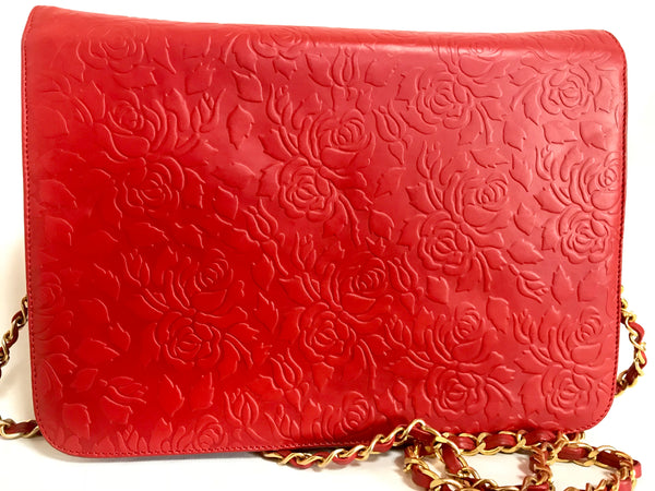 Vintage Valentino Garavani red leather chain shoulder bag with