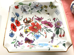 1980's vintage Gucci ceramic flower and butterflies plate, porcelain ashtray. Rare masterpieces from Gucci and BERNARDAUD LIMOGES. Accornero
