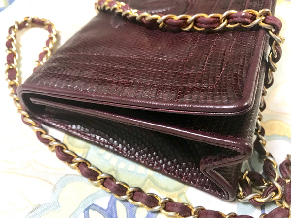 Vintage CHANEL genuine dark wine brown lizard leather chain shoulder b –  eNdApPi ***where you can find your favorite designer  vintages..authentic, affordable, and lovable.
