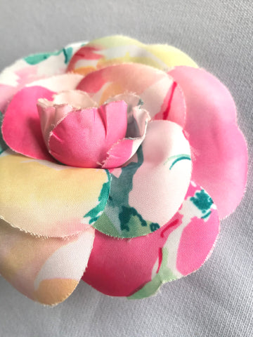 Vintage CHANEL colorful, watercolor print silk camellia flower brooch – eNdApPi  ***where you can find your favorite designer vintages..authentic,  affordable, and lovable.