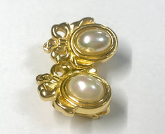 MINT. Vintage Christian Dior oval shape faux pearl earrings with CD logo. Edwardian design jewelry. Perfect gift.