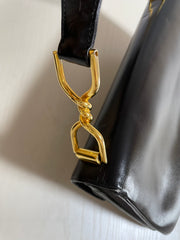 Vintage Lanvin black leather shoulder bag with logo motif. Classic masterpiece. 050320r11