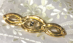 Vintage FENDI gold tone twisted design brooch pin, hat pin with FF mark. Can be used as a brooch pin, jacket brooch pin too