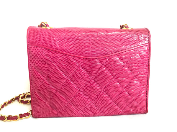 Vintage CHANEL hot pink genuine lizard leather envelop style flap shou –  eNdApPi ***where you can find your favorite designer  vintages..authentic, affordable, and lovable.