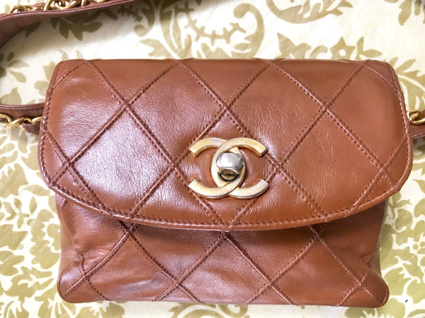 L20190528. 1990s. Vintage CHANEL brown calf leather belt bag