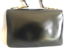 Vintage Lanvin black leather shoulder bag with logo motif. Classic masterpiece. 050320r11