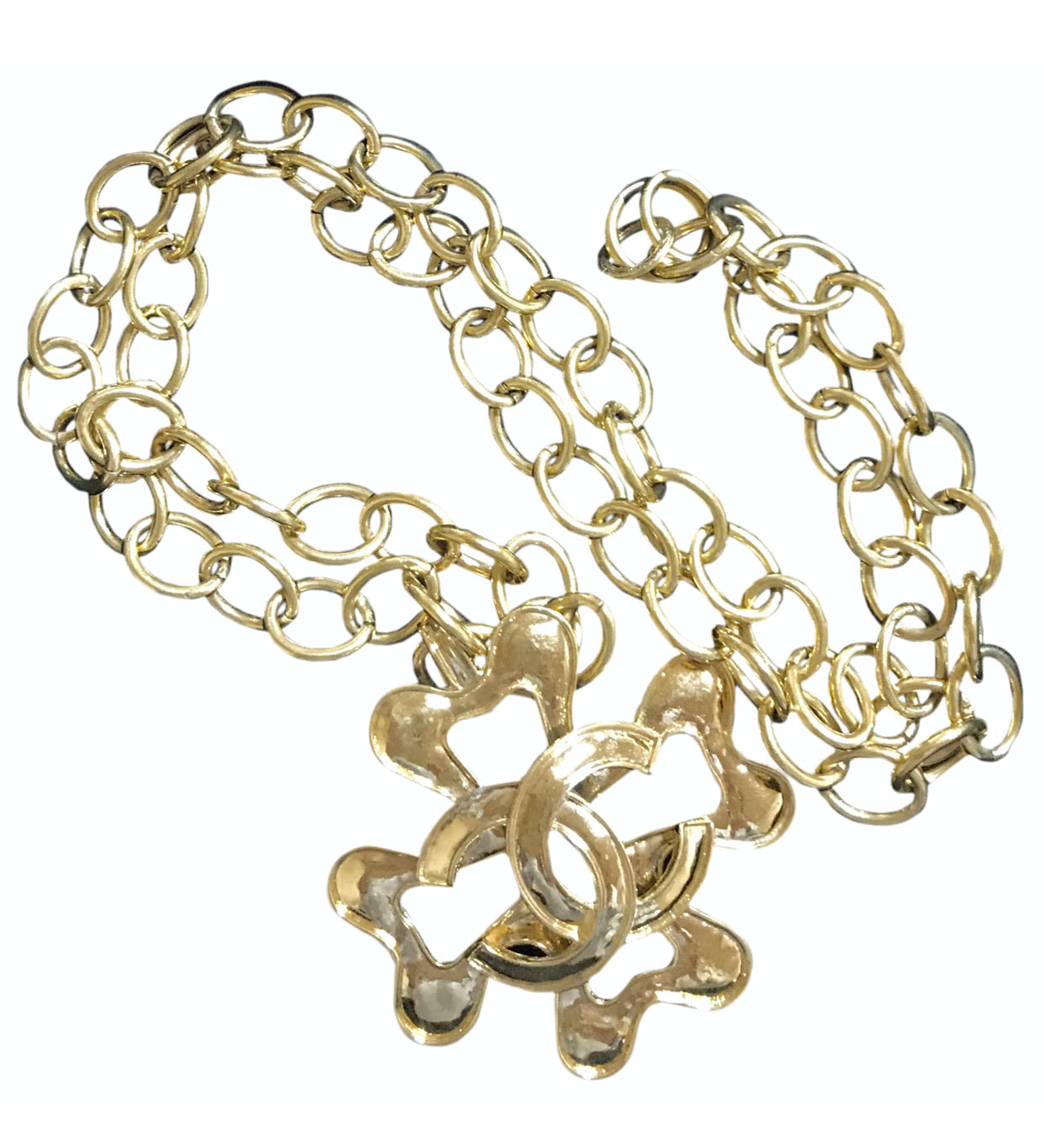 Chanel Vintage Large Chain Link Cross Bracelet