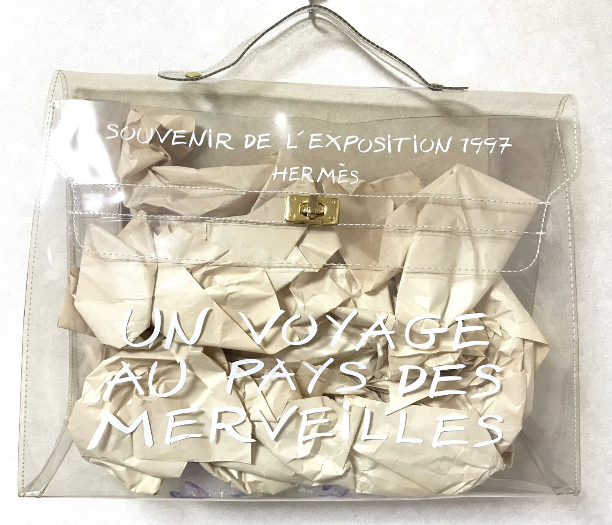 1990s. Vintage Hermes a rare transparent clear vinyl Kelly bag