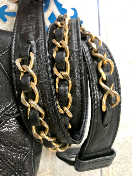 Vintage CHANEL black leather waist purse, fanny pack with golden chain –  eNdApPi ***where you can find your favorite designer  vintages..authentic, affordable, and lovable.