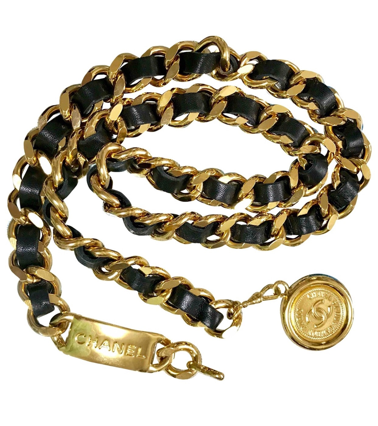 NEW/Mint. Vintage CHANEL black leather thick chain belt with golden lo –  eNdApPi ***where you can find your favorite designer  vintages..authentic, affordable, and lovable.