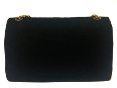 70's vintage Chanel classic black jersey 2.55 bag with double flap and skinny chain straps. One-of-a-kind bag. Ves