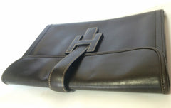 90's vintage HERMES jige, document case, dark brown portfolio purse. Classic and sophisticated style for unisex