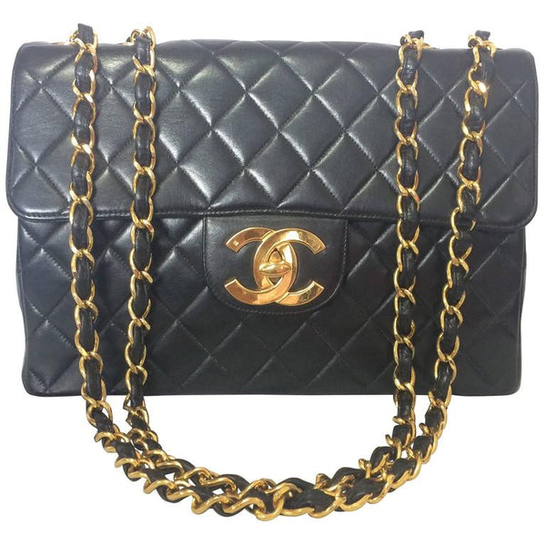chanel black bag with gold chain price