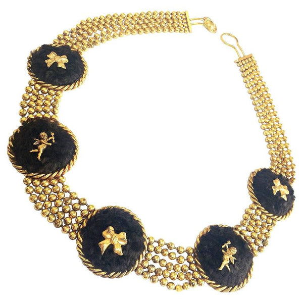 Vintage Karl Lagerfeld golden ball chain belt, necklace with extra