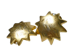 Vintage KENZO golden sun, star shape mod earrings. Chic, mod, and rare masterpiece jewelry. Great gift idea