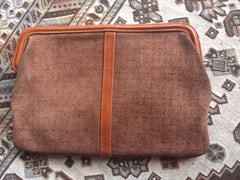 Vintage LANVIN brown logo printed suede leather pouch bag. Great masterpiece for all generations. unisex. Must Have