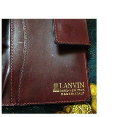 Vintage LANVIN wine logo jacquard and leather wallet with kiss lock coin room. For all generations. unisex.
