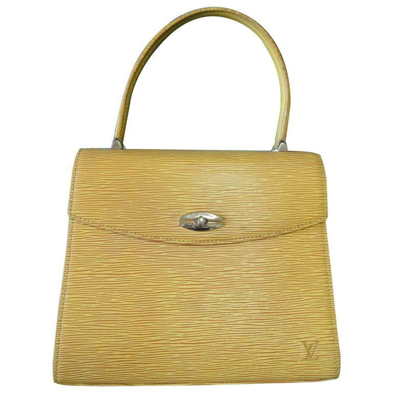 Vintage Louis Vuitton yellow epi Malesherbes handbag. Classic purse for Spring and summer season. Happy color