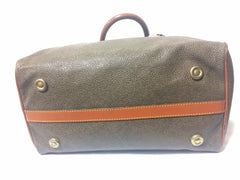 Vintage Mulberry khaki green scotchgrain duffle purse with brown leather trimmings. Unisex use for daily use. work school bag. Speedy style.